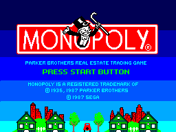 Monopoly title screen for Sega Master System
